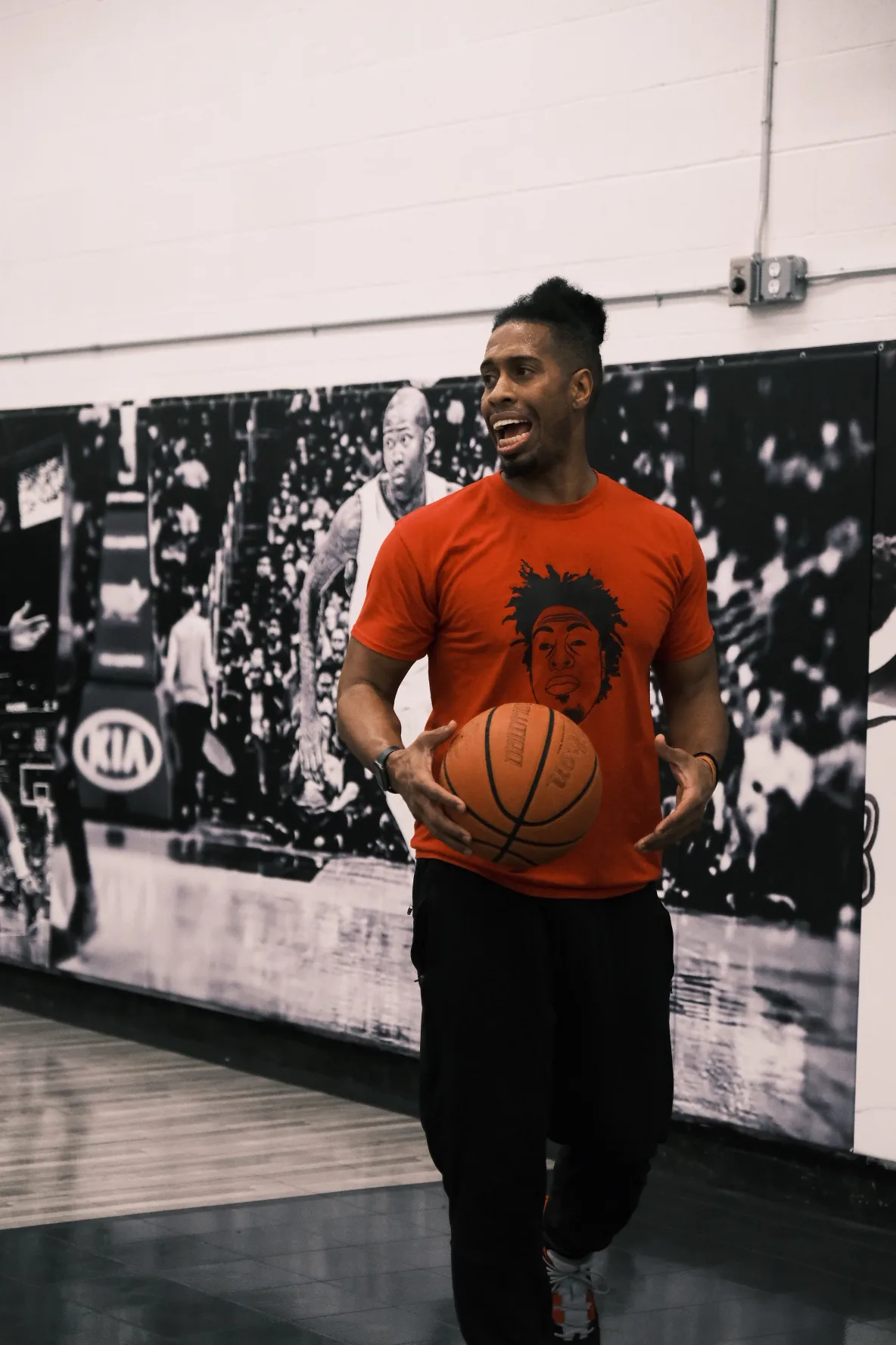 Ben Allen coaching with intensity during a training session